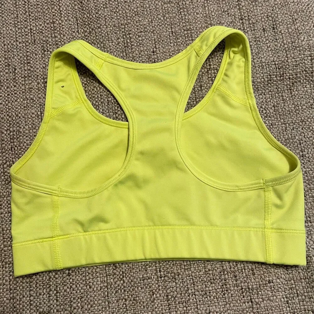Nike Pro Womens Dri-FIT Sports Bra Neon Volt Lime Green Swoosh Size Small S